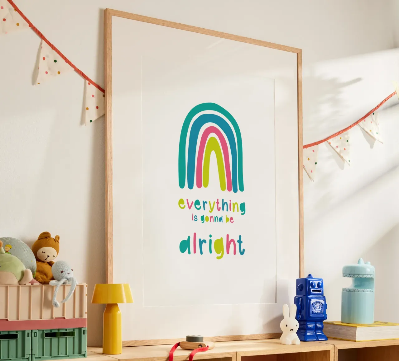 tutto bene poster con telaio in alluminio da Mia Nissen