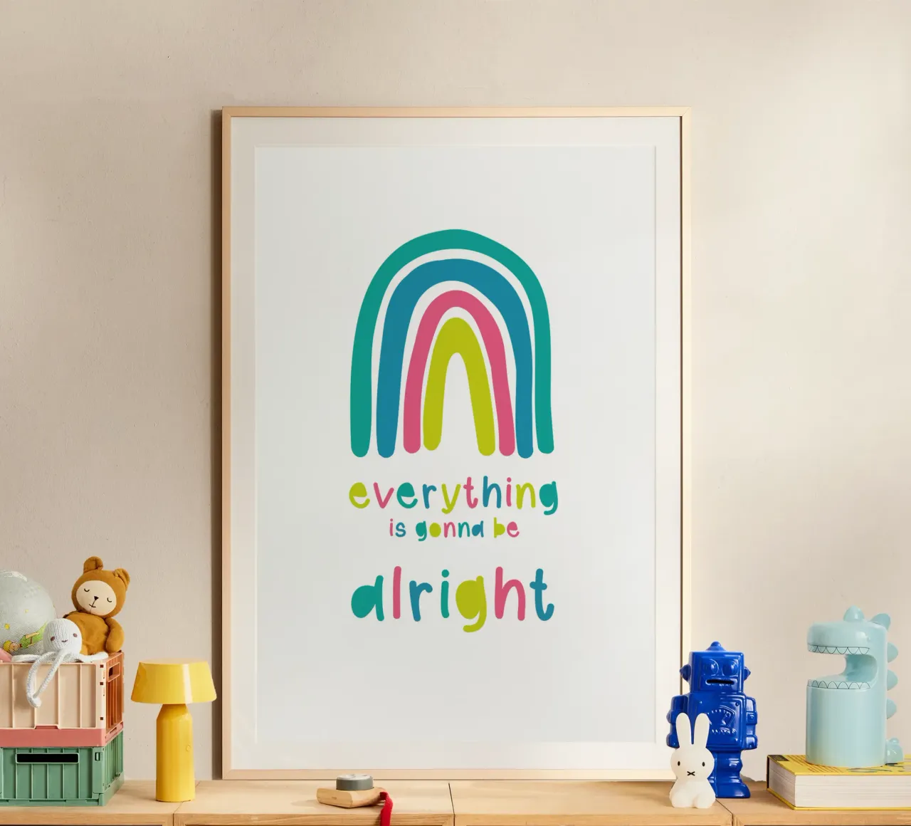 tutto bene poster con telaio in alluminio da Mia Nissen