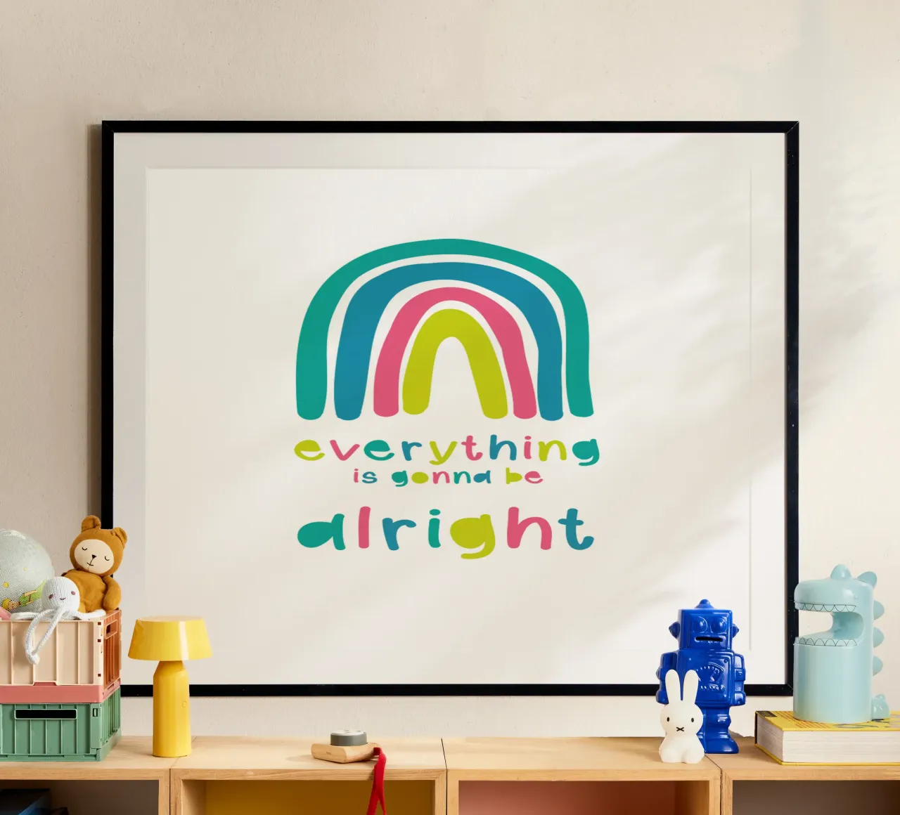 tutto bene poster con telaio in alluminio da Mia Nissen