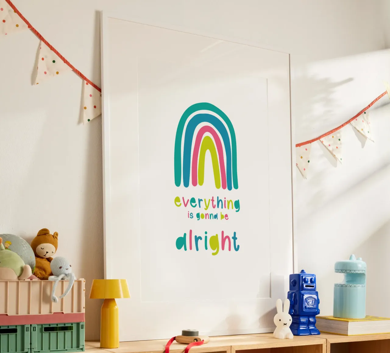 tutto bene poster con telaio in alluminio da Mia Nissen