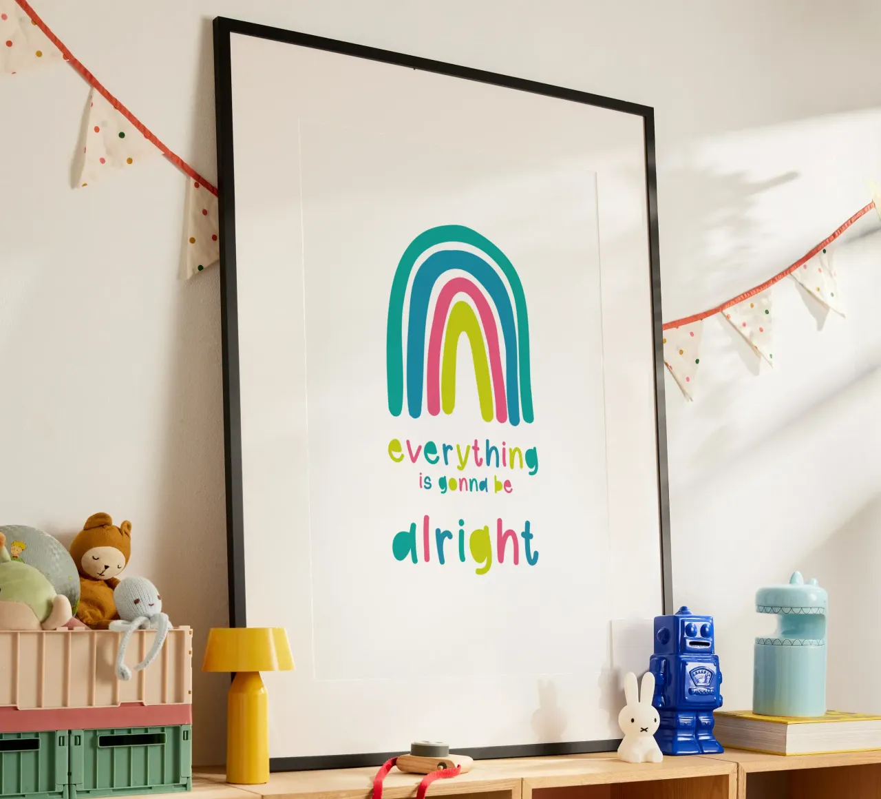tutto bene poster con telaio in alluminio da Mia Nissen