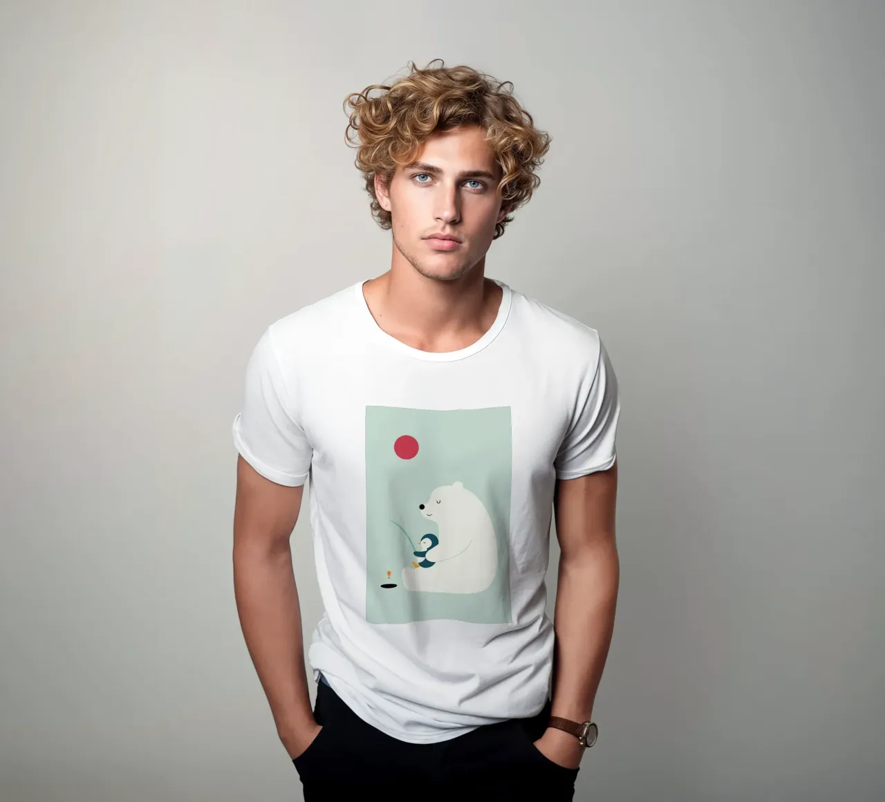 pinguini, orsi polari pesca sul ghiaccio t-shirt da frea shop