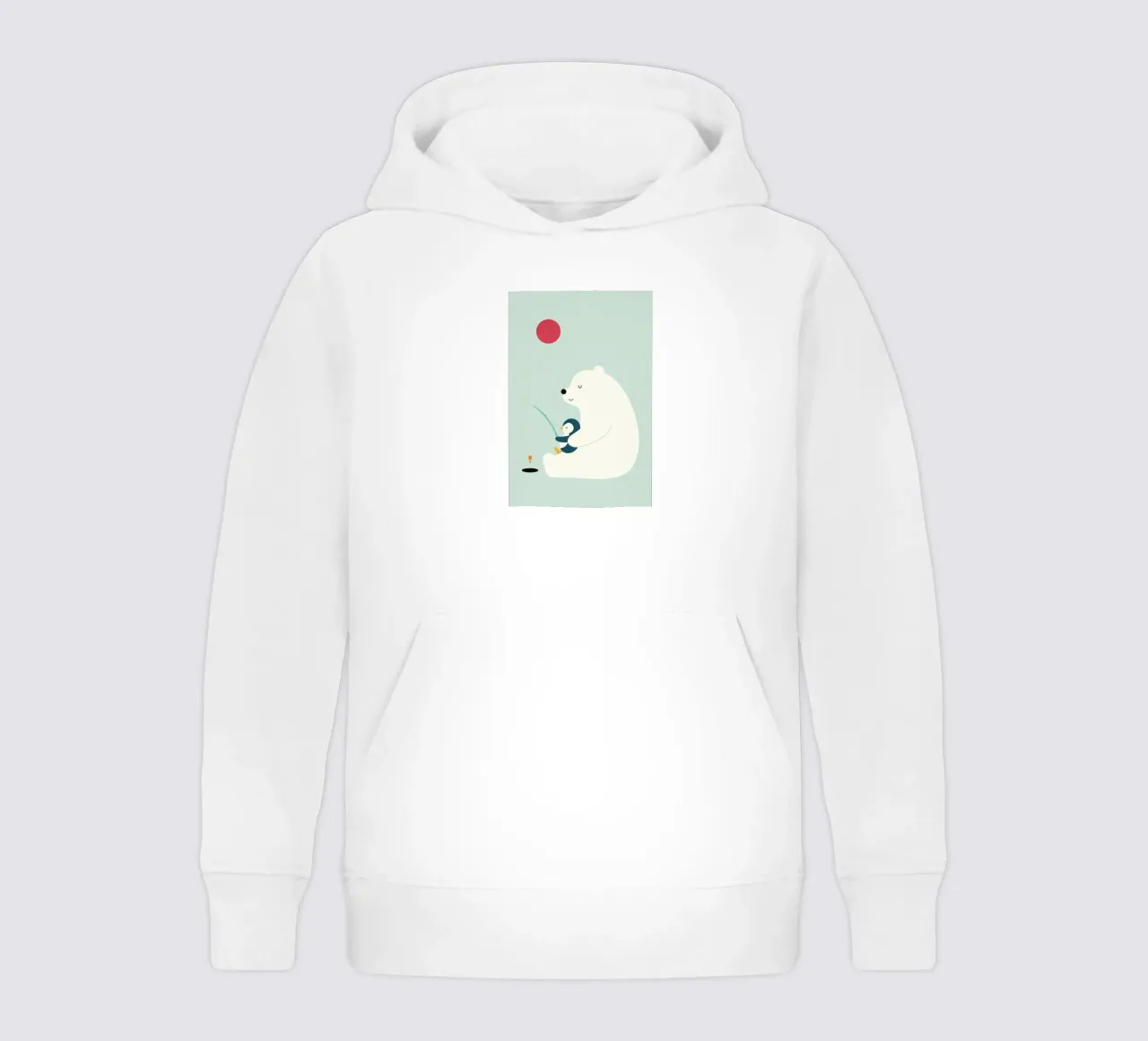 pinguini, orsi polari pesca sul ghiaccio felpa bambino con cappuccio da frea shop