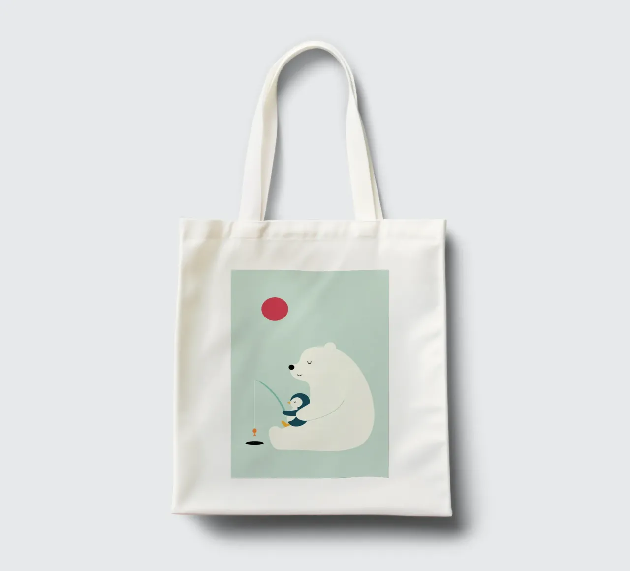 pinguini, orsi polari pesca sul ghiaccio borsa in juta da frea shop