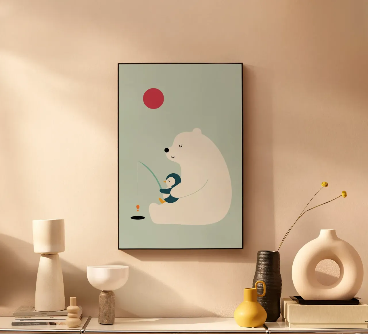 pinguini, orsi polari pesca sul ghiaccio plexiglass da frea shop