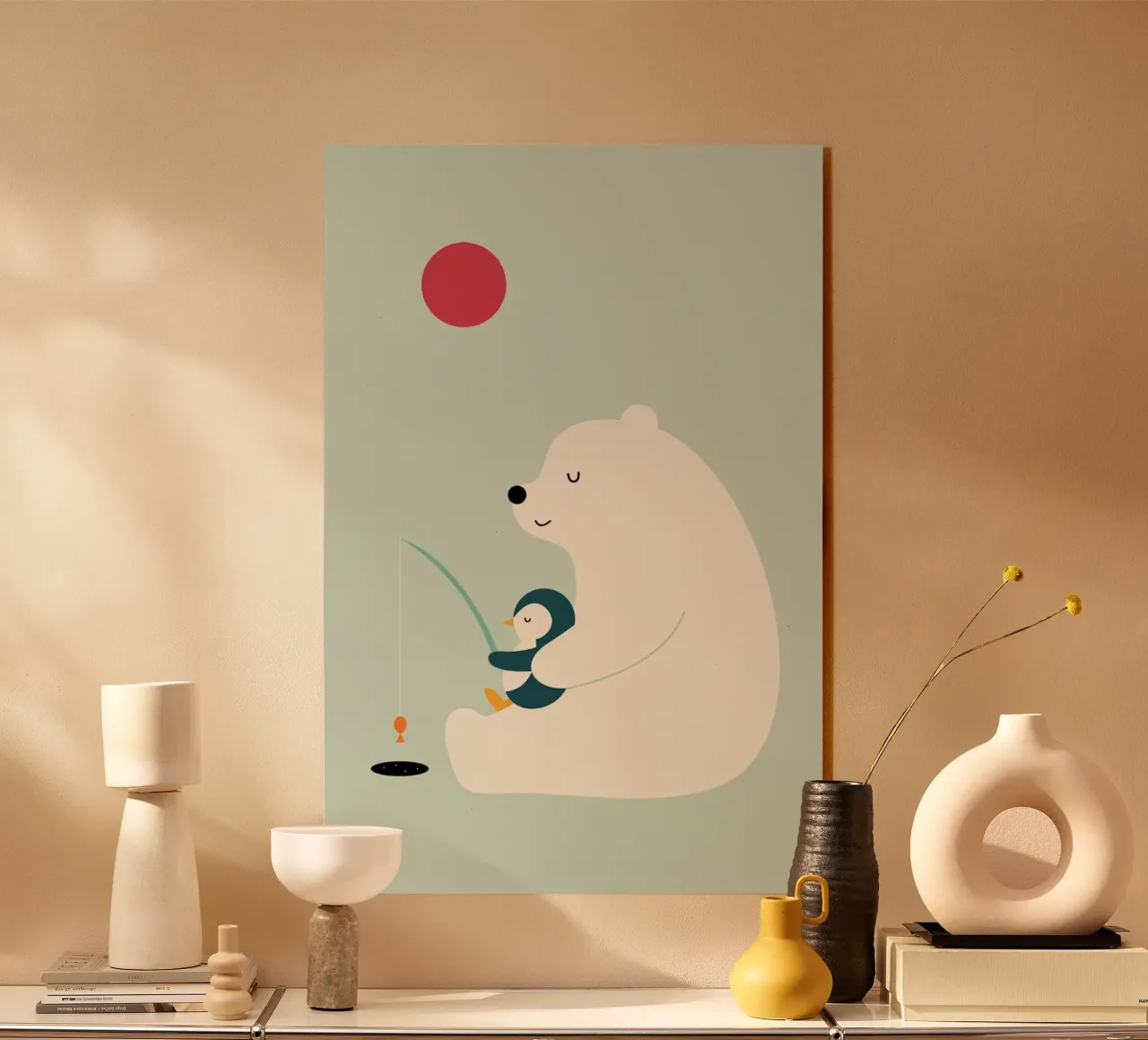 pinguini, orsi polari pesca sul ghiaccio plexiglass da frea shop