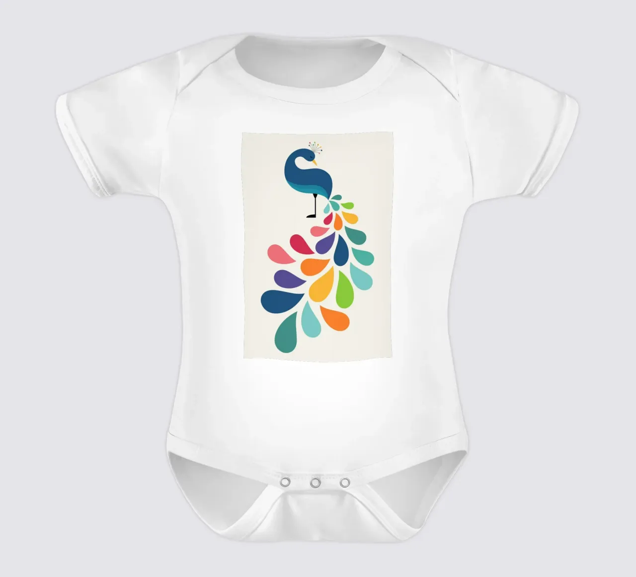 uccello pavone colorato body neonato maniche corte da frea shop