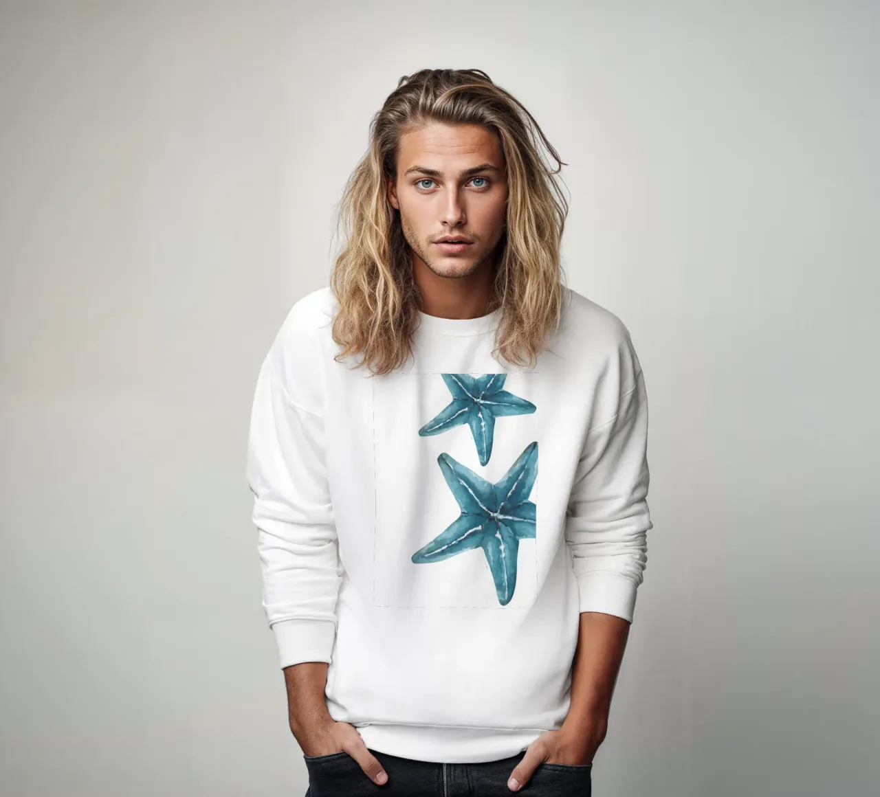 Blue Starfish Watercolor Marine Life Poster sweatshirt by dawnthesea