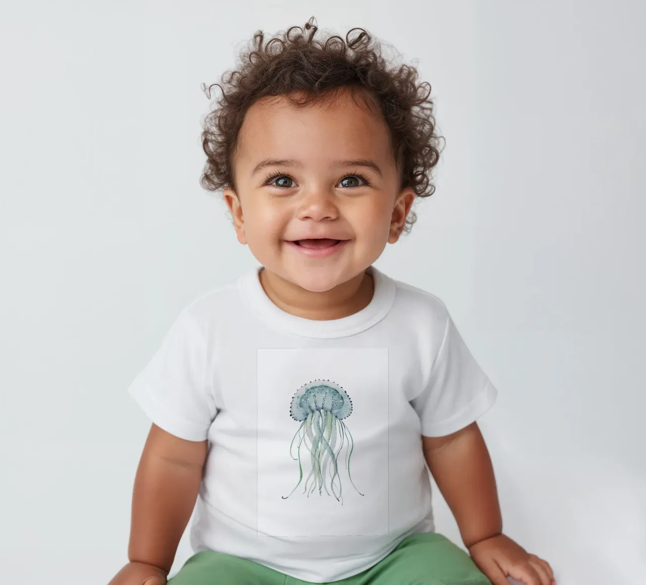Jellyfish Watercolor Coastal Marine Life Poster baby t-shirt by dawnthesea