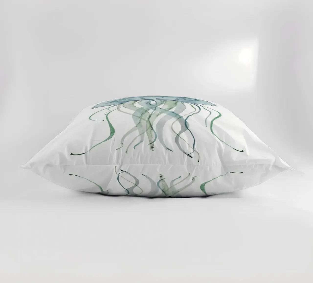 Jellyfish Watercolor Coastal Marine Life Poster decorative cushion by dawnthesea