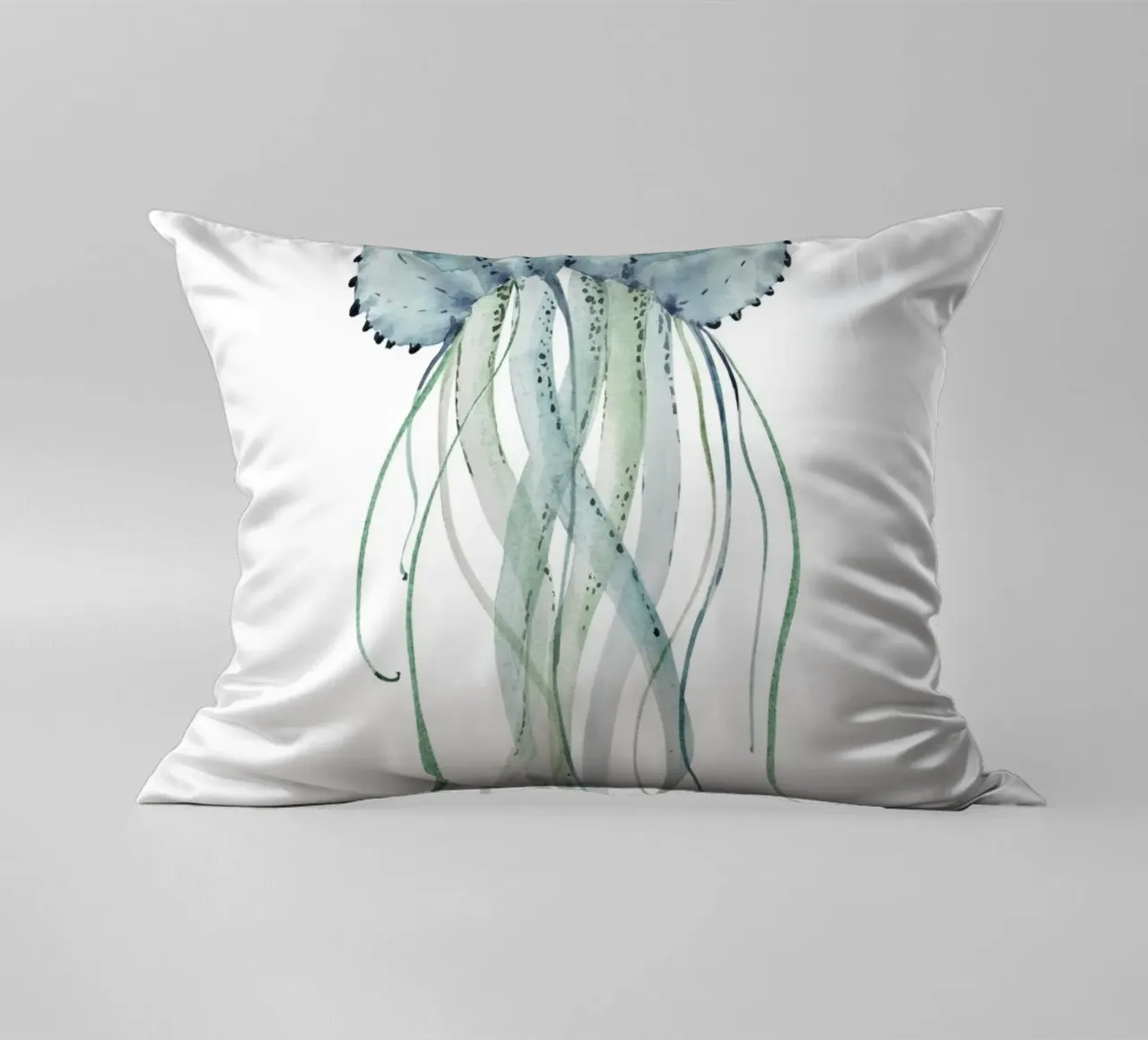 Jellyfish Watercolor Coastal Marine Life Poster decorative cushion by dawnthesea