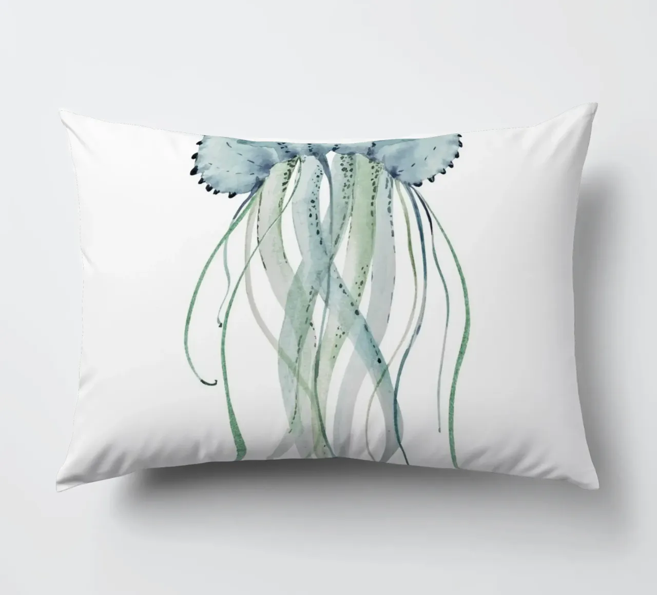 Jellyfish Watercolor Coastal Marine Life Poster decorative cushion by dawnthesea