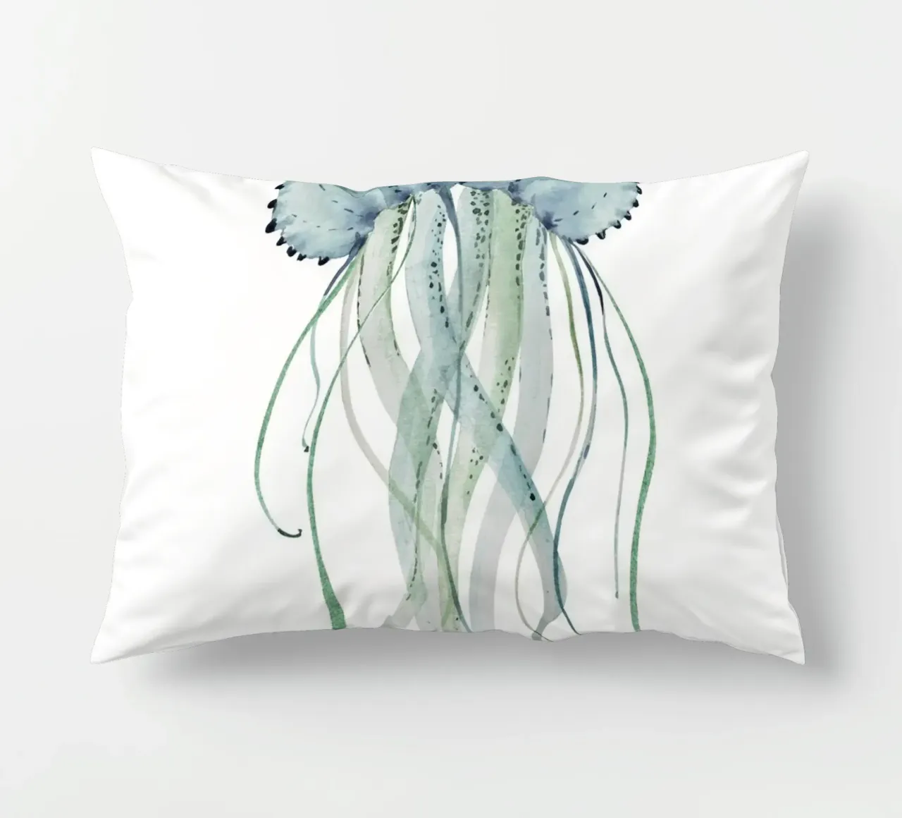 Jellyfish Watercolor Coastal Marine Life Poster decorative cushion by dawnthesea