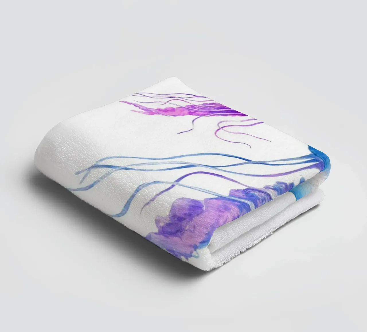 Jellyfish Watercolor Colorful Marine Life Poster towel by dawnthesea