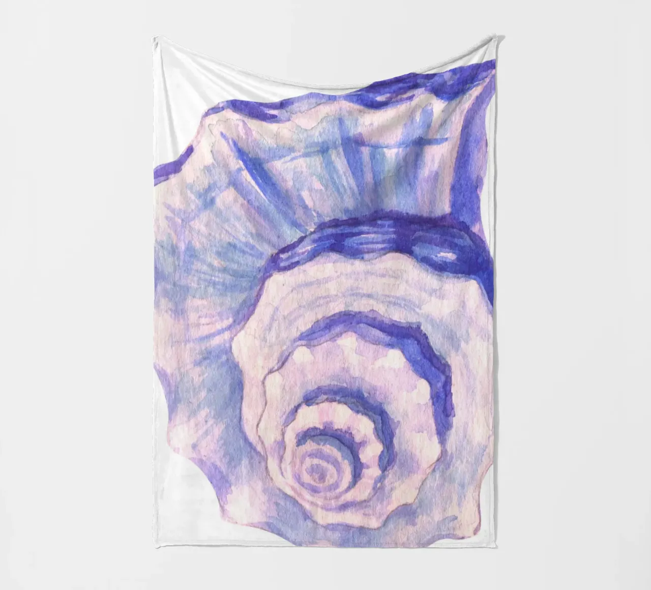 Poster Nautilus Shell acquerello blu e viola coperta in pile da dawnthesea