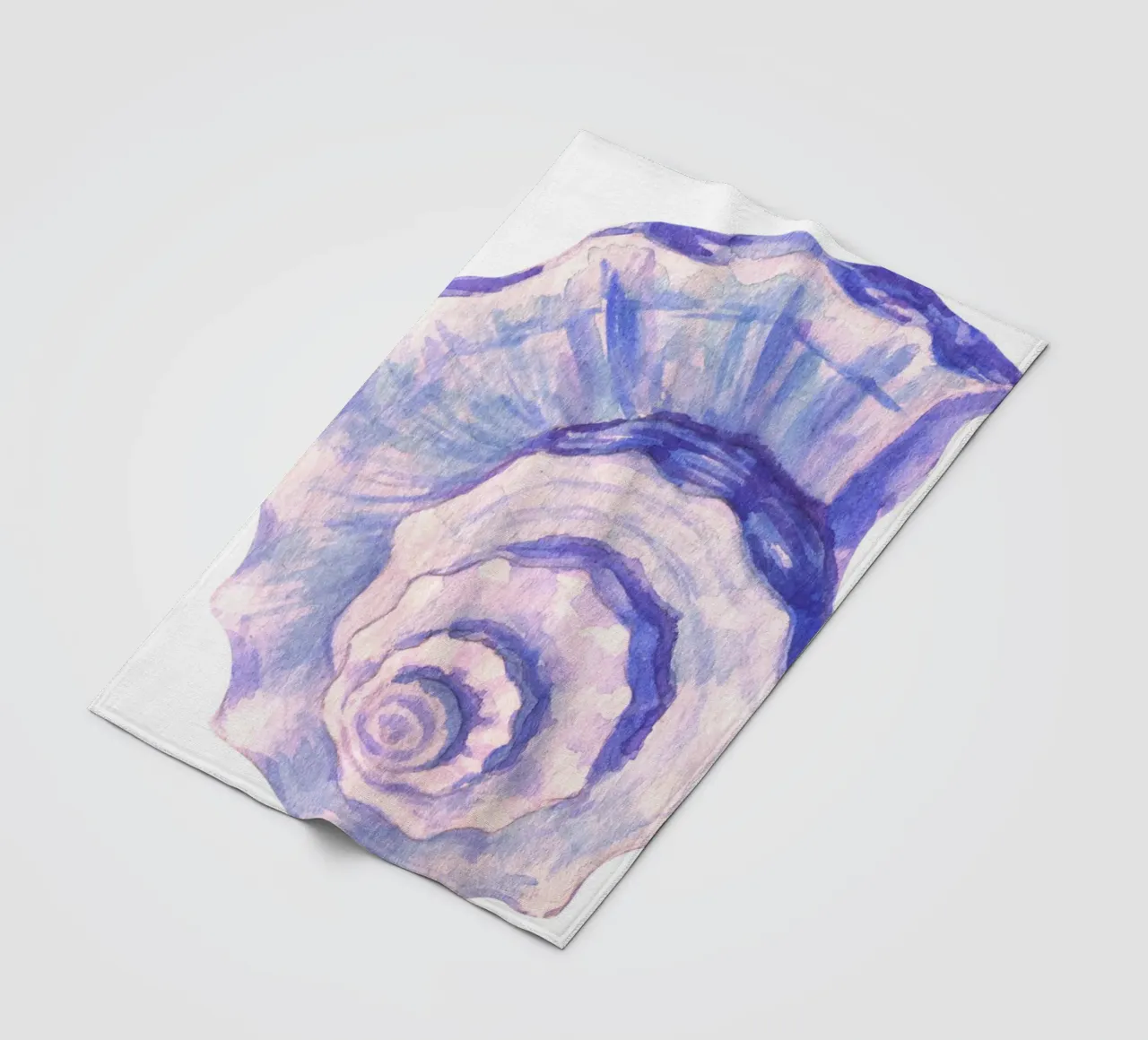 Poster Nautilus Shell acquerello blu e viola coperta in pile da dawnthesea