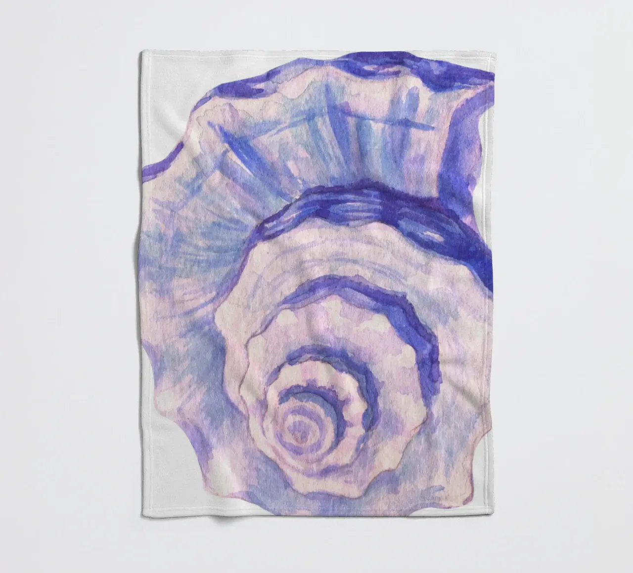 Poster Nautilus Shell acquerello blu e viola coperta in pile da dawnthesea
