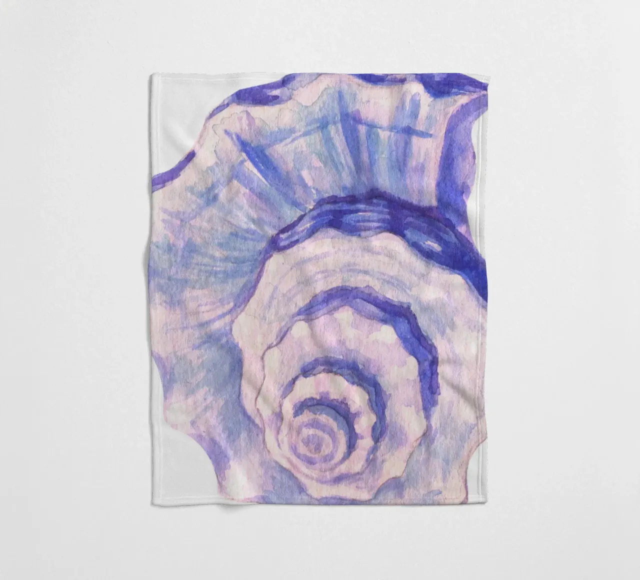 Poster Nautilus Shell acquerello blu e viola coperta in pile da dawnthesea