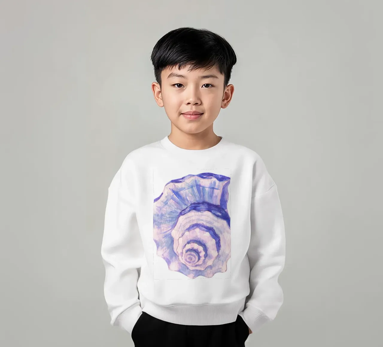 Poster Nautilus Shell acquerello blu e viola felpa bambino da dawnthesea