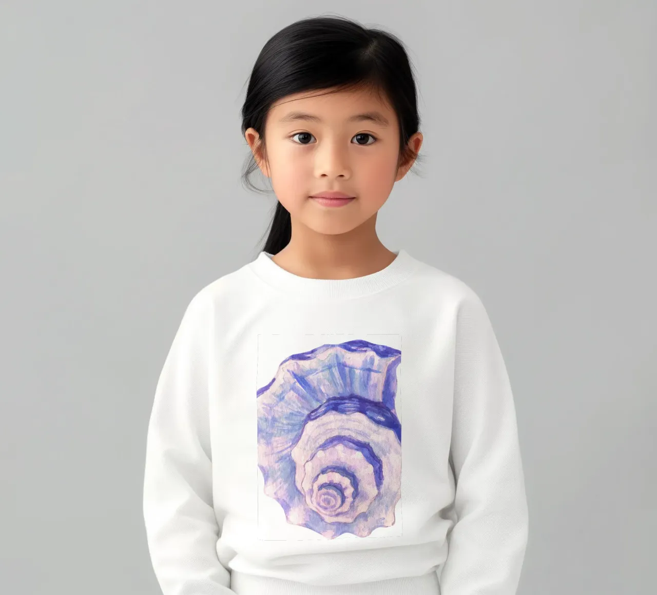 Poster Nautilus Shell acquerello blu e viola felpa bambino da dawnthesea