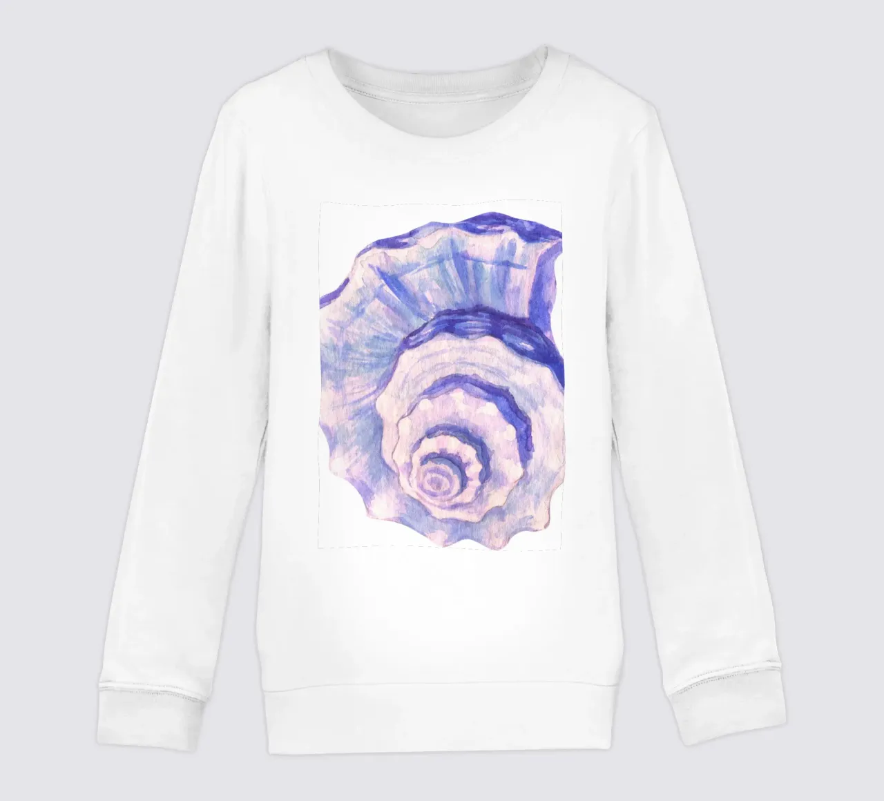 Poster Nautilus Shell acquerello blu e viola felpa bambino da dawnthesea
