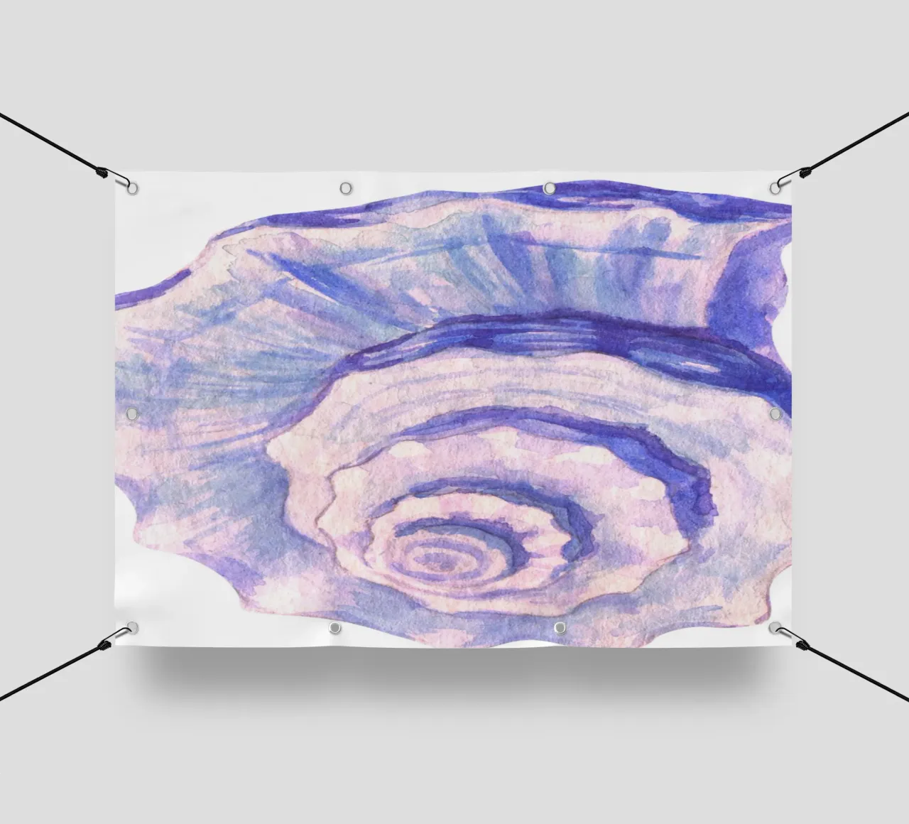 Poster Nautilus Shell acquerello blu e viola telo in pvc da dawnthesea