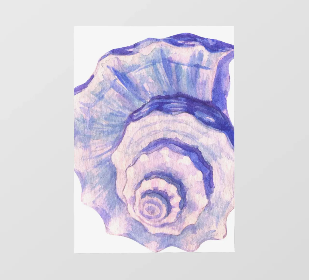 Poster Nautilus Shell acquerello blu e viola telo in pvc da dawnthesea