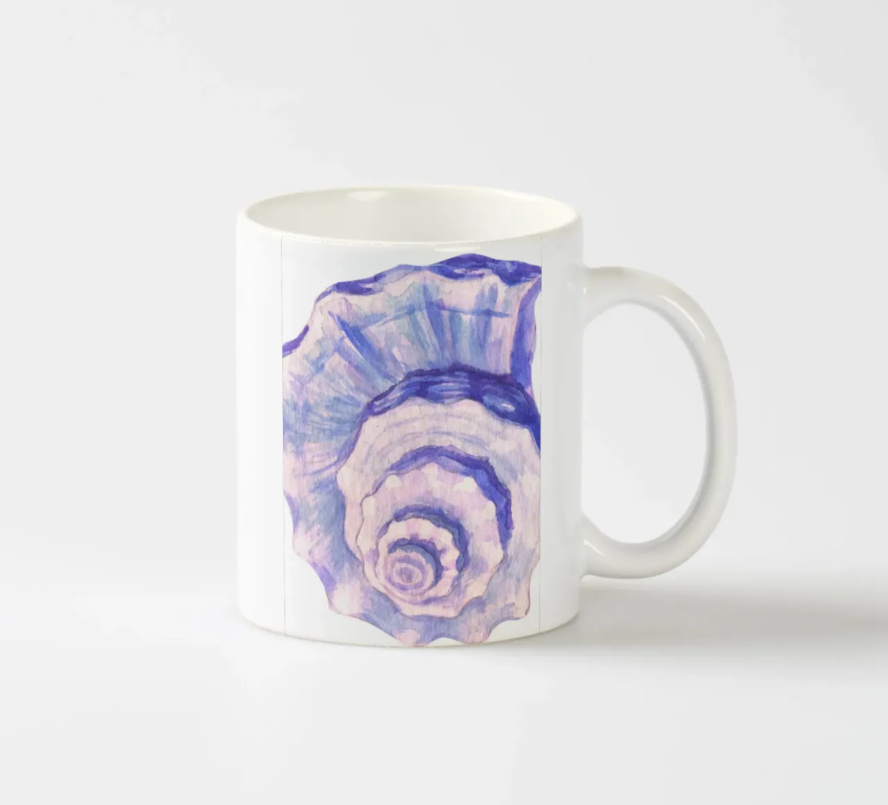 Poster Nautilus Shell acquerello blu e viola tazza in ceramica da dawnthesea
