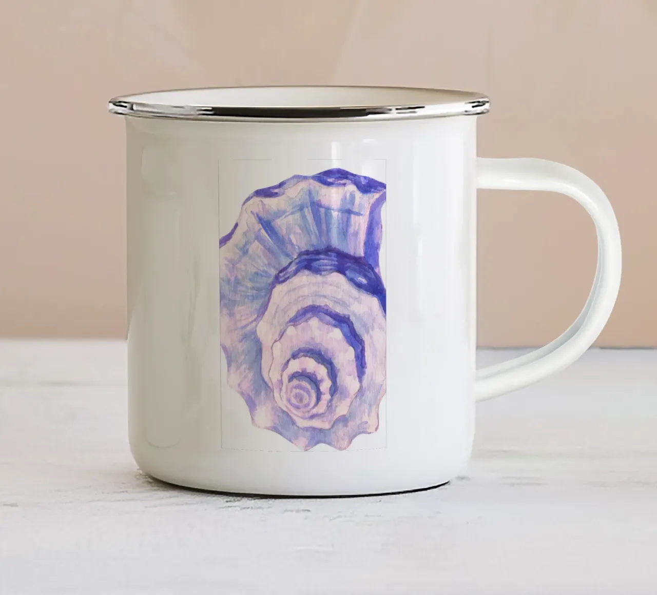Poster Nautilus Shell acquerello blu e viola tazza in smalto da dawnthesea