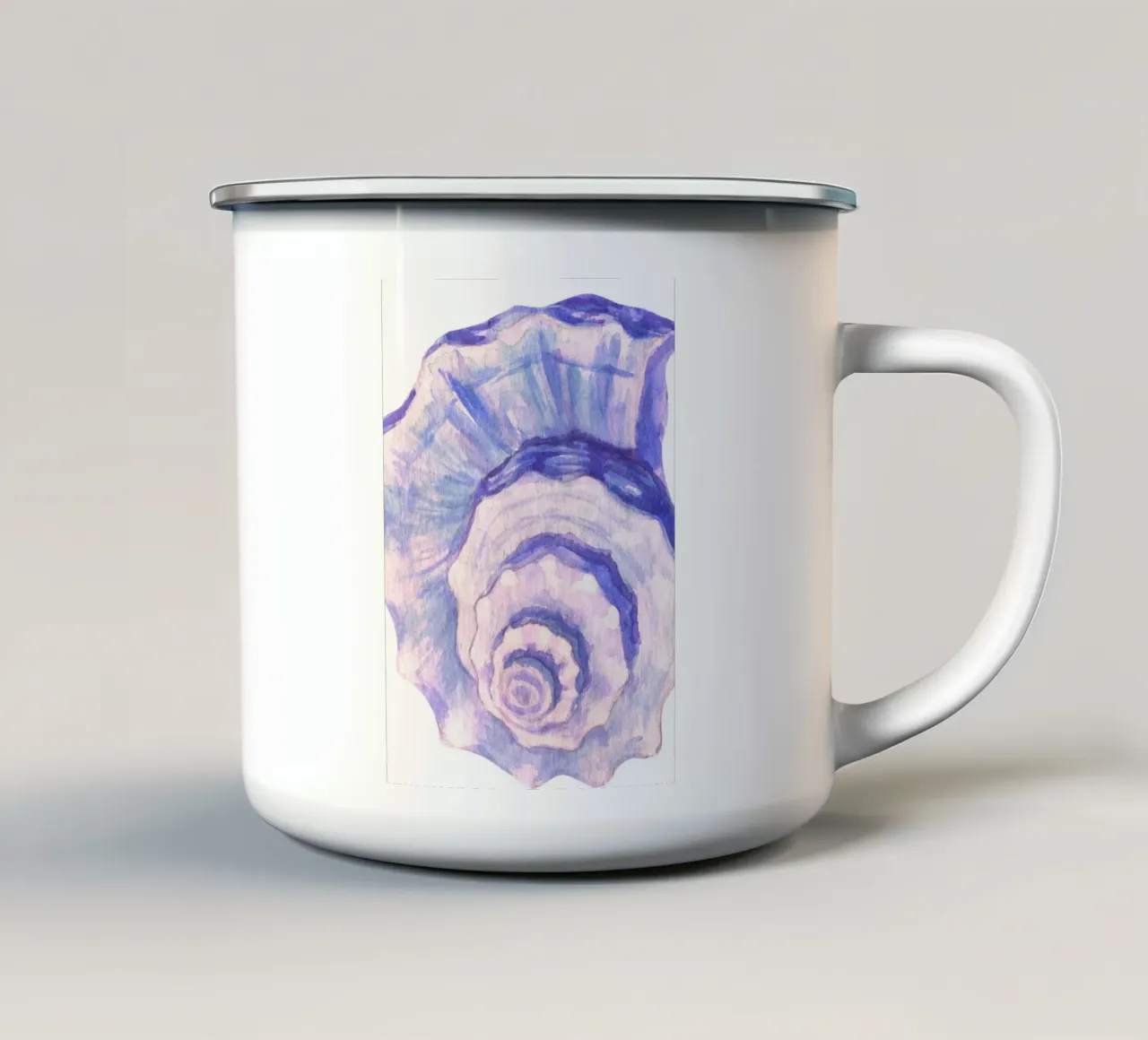 Poster Nautilus Shell acquerello blu e viola tazza in smalto da dawnthesea