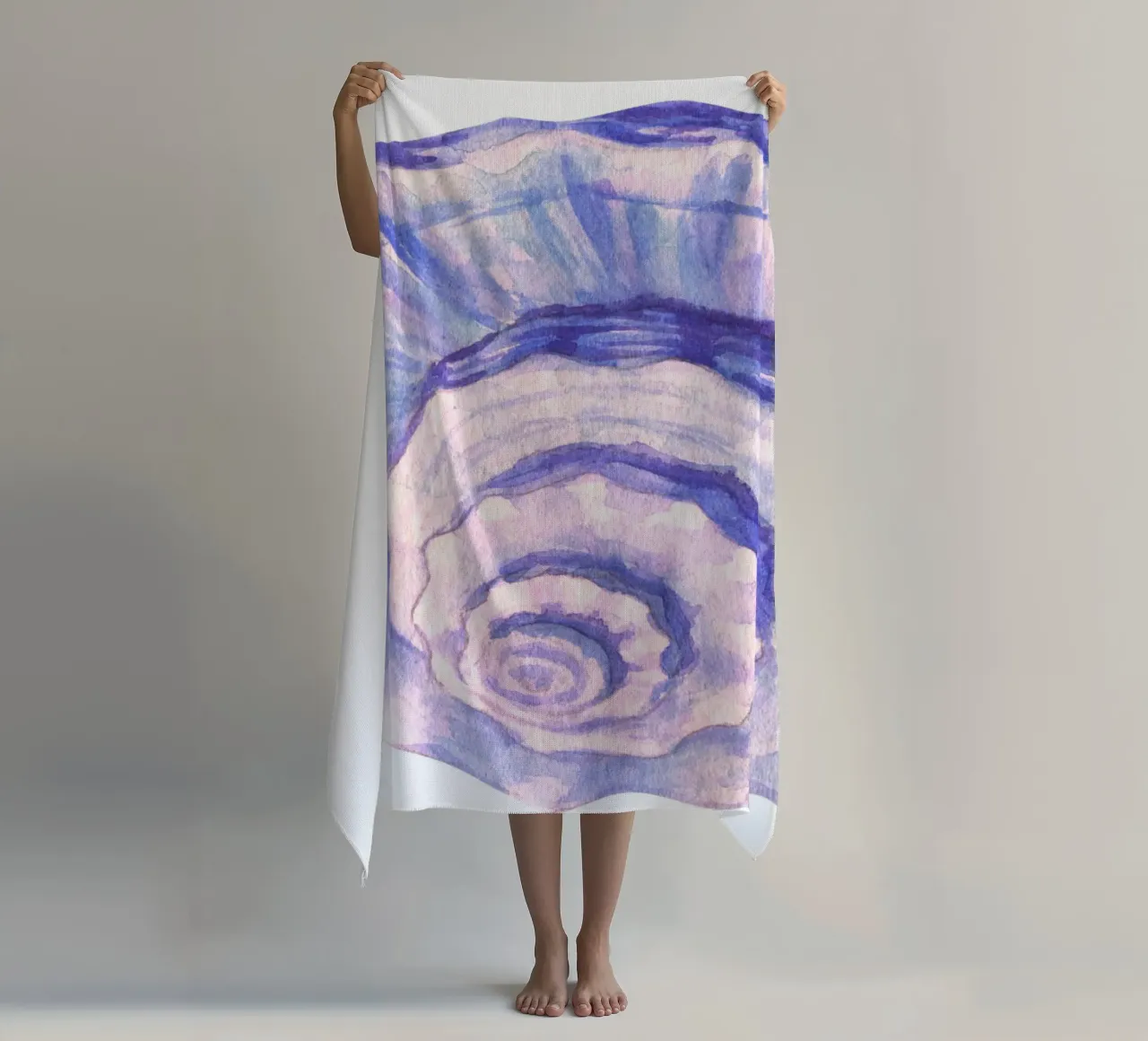Poster Nautilus Shell acquerello blu e viola telo mare da dawnthesea
