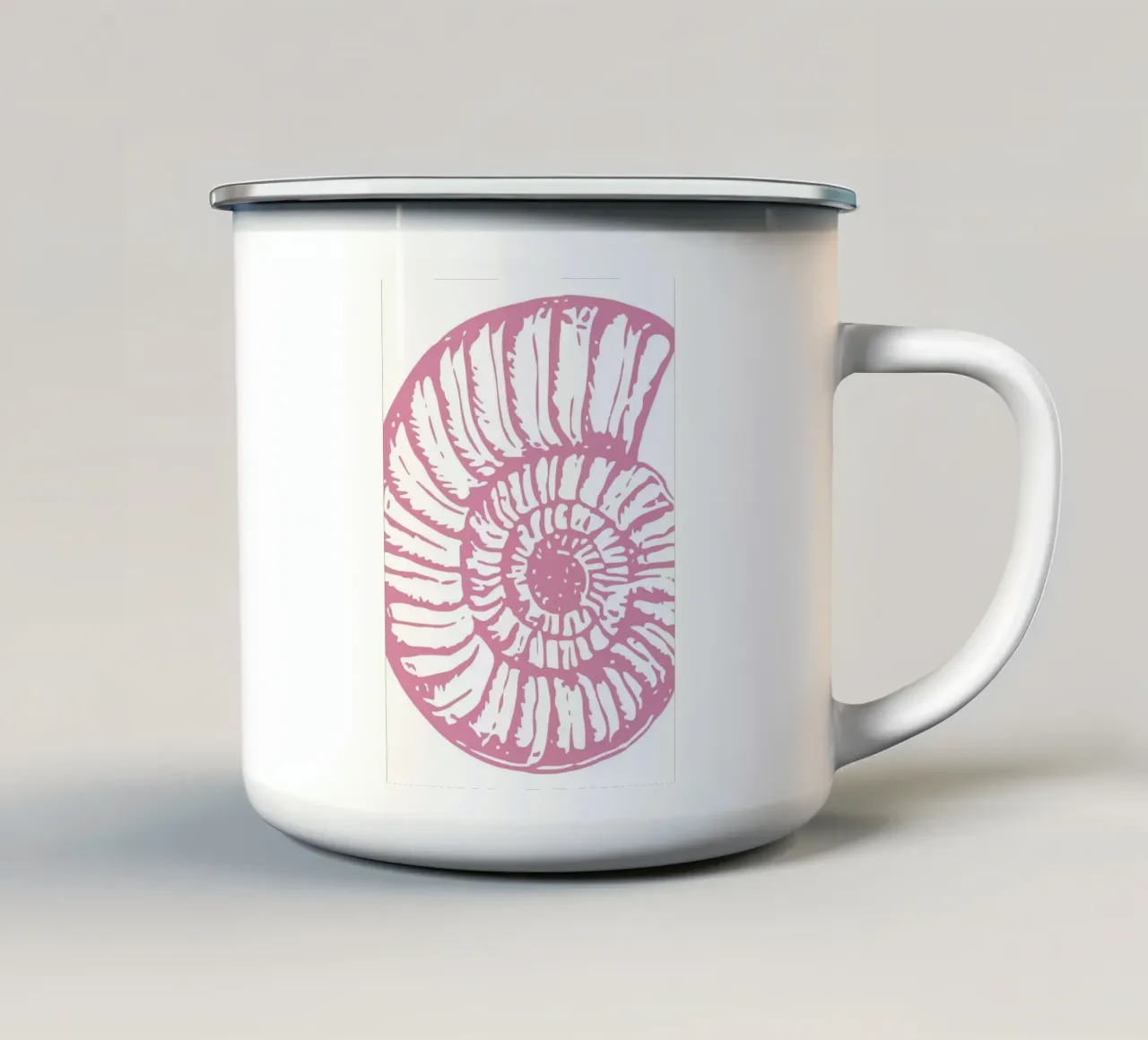 Nautilus Shell Pink Vintage Line Art Poster tazza in smalto da dawnthesea
