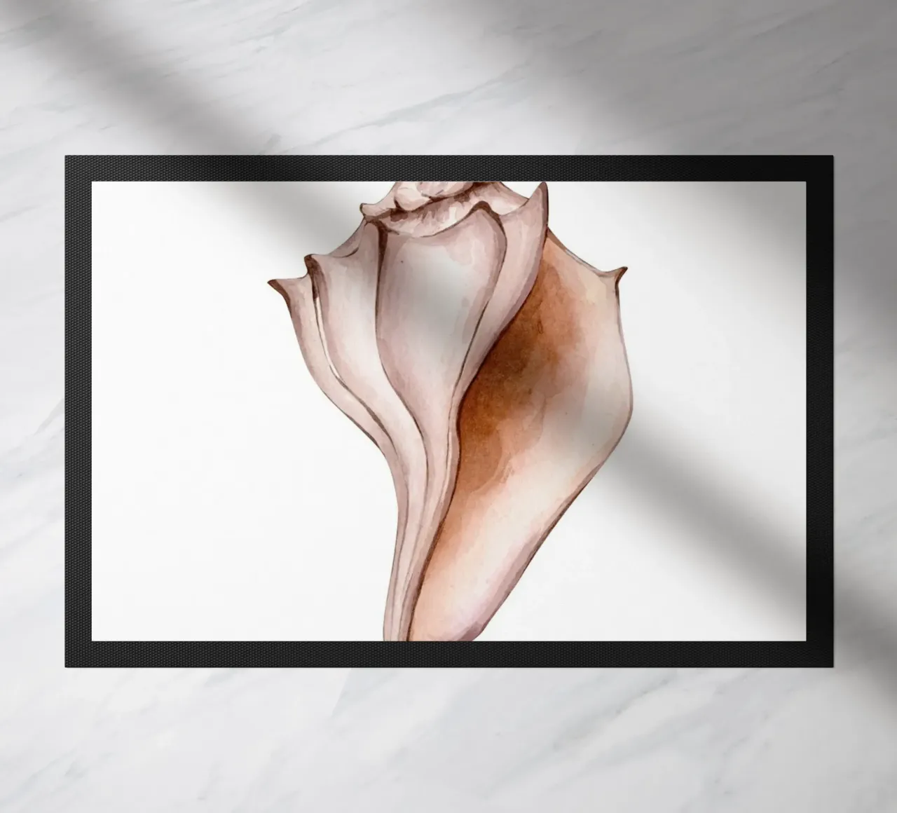 Conch Shell Watercolor Coastal Marine Life Poster doormat by dawnthesea