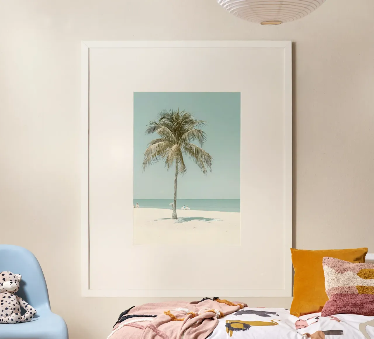 Palm Tree Beach Serene Ocean Coastal Art Póster poster de dawnthesea