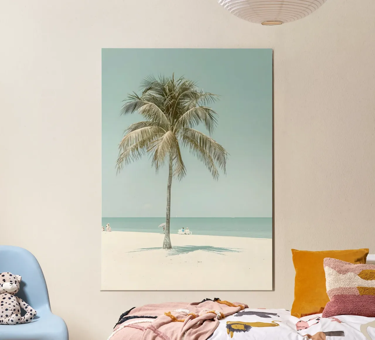 Palm Tree Beach Serene Ocean Coastal Art Póster poster de dawnthesea