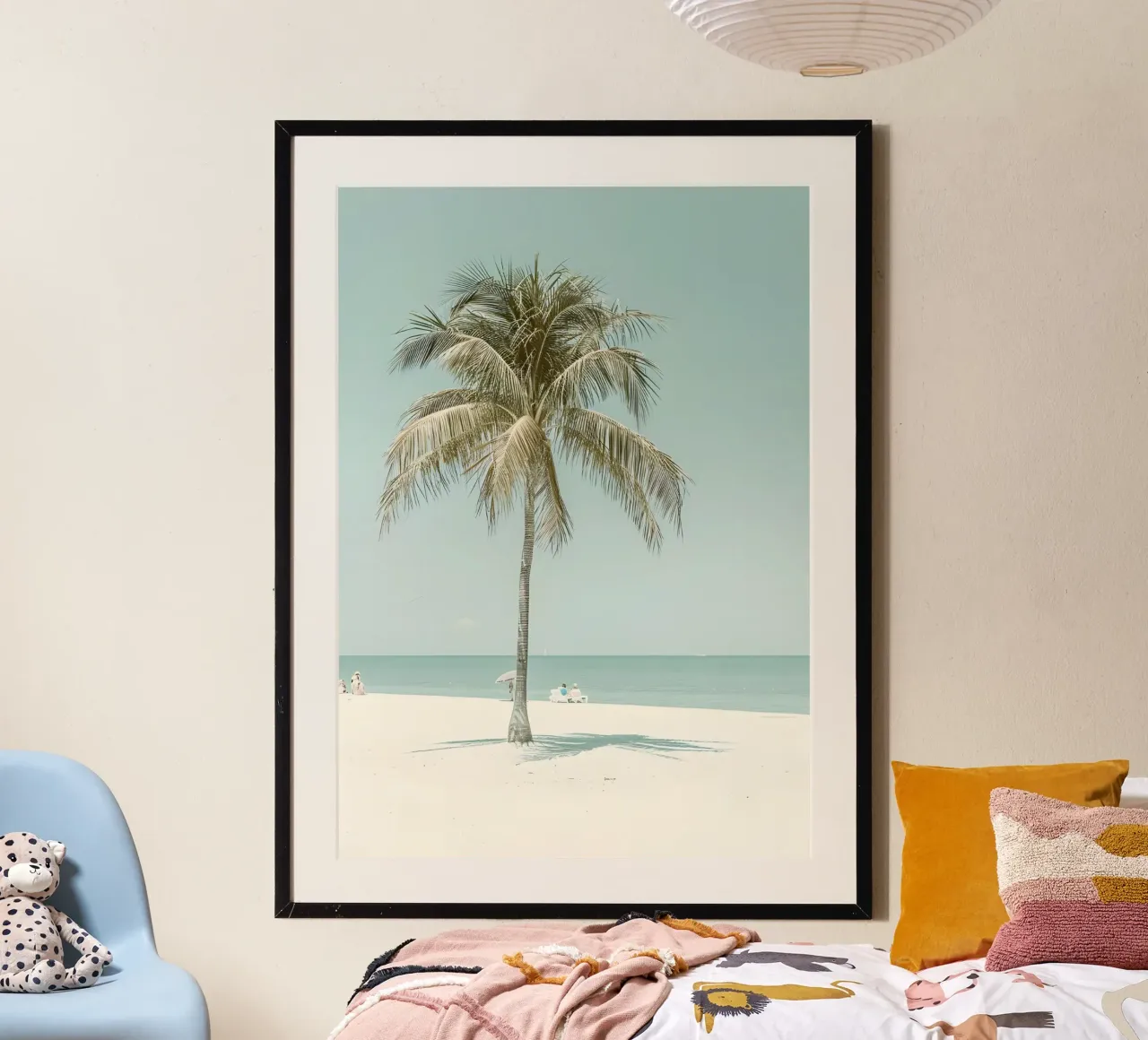Palm Tree Beach Serene Ocean Coastal Art Póster poster de dawnthesea