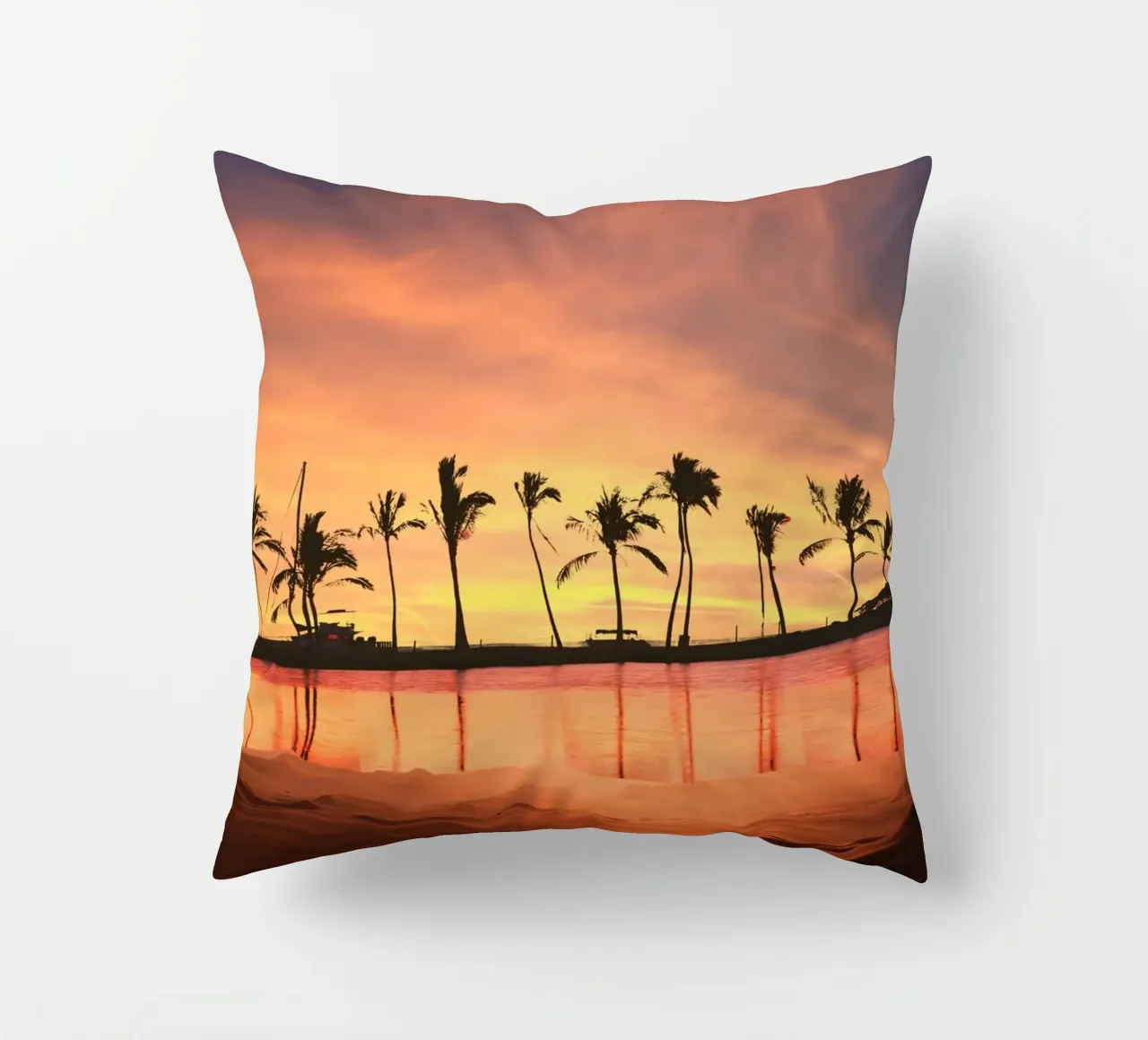 Tramonto tropicale con palme cuscino da Berwies Artwork