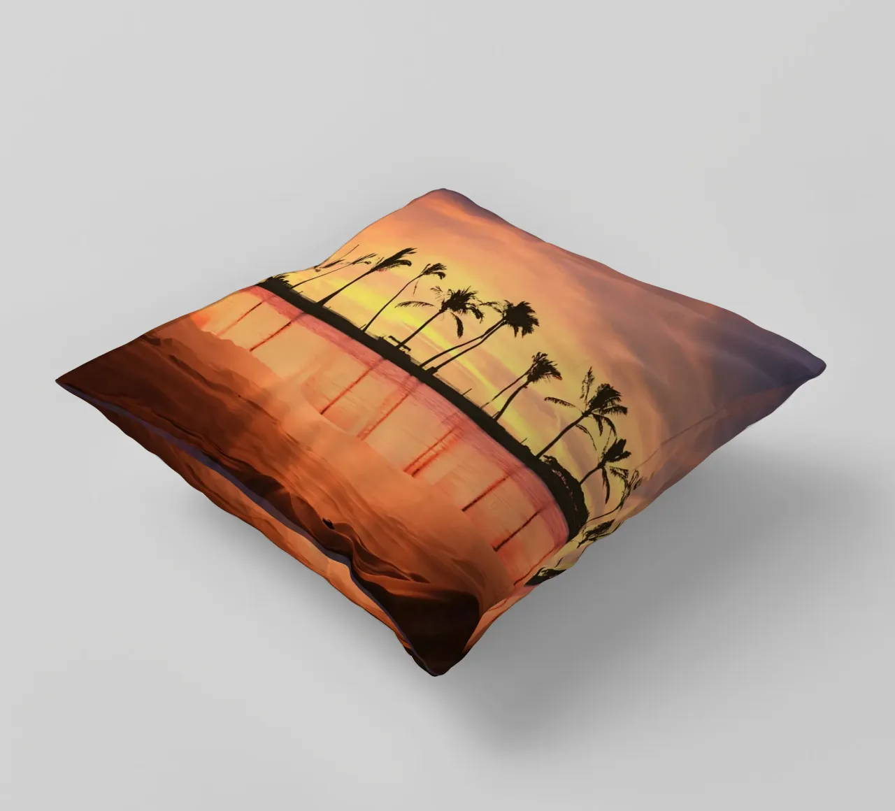 Tramonto tropicale con palme cuscino da Berwies Artwork