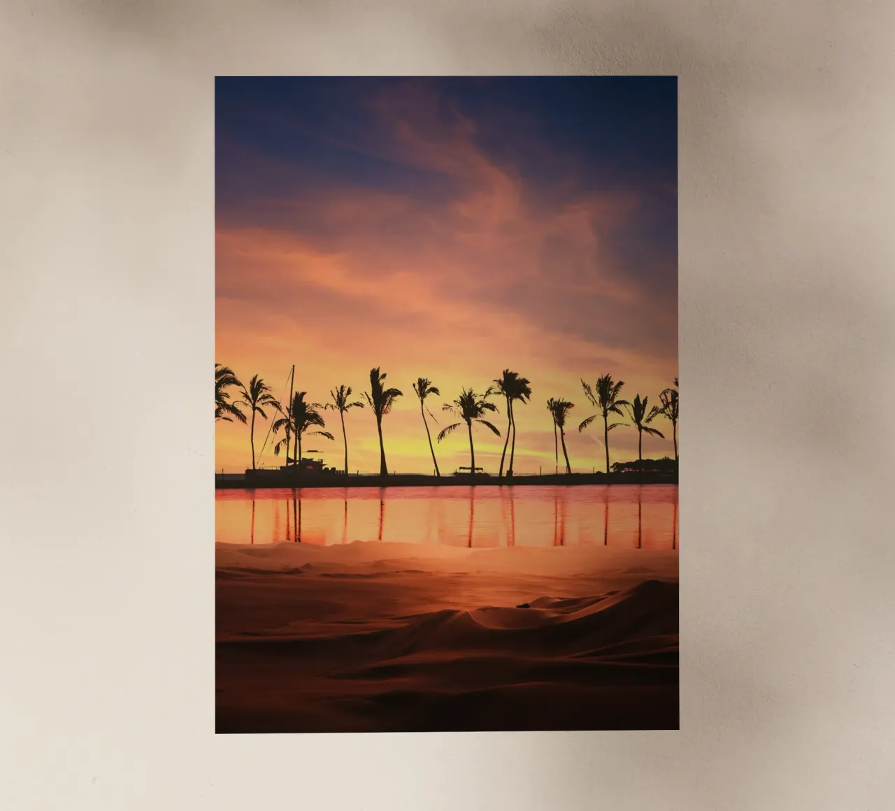 Tramonto tropicale con palme pellicola backlit da Berwies Artwork