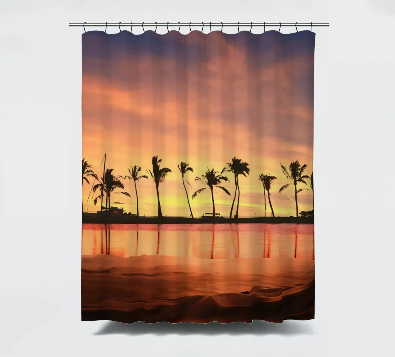Tramonto tropicale con palme tenda da doccia da Berwies Artwork