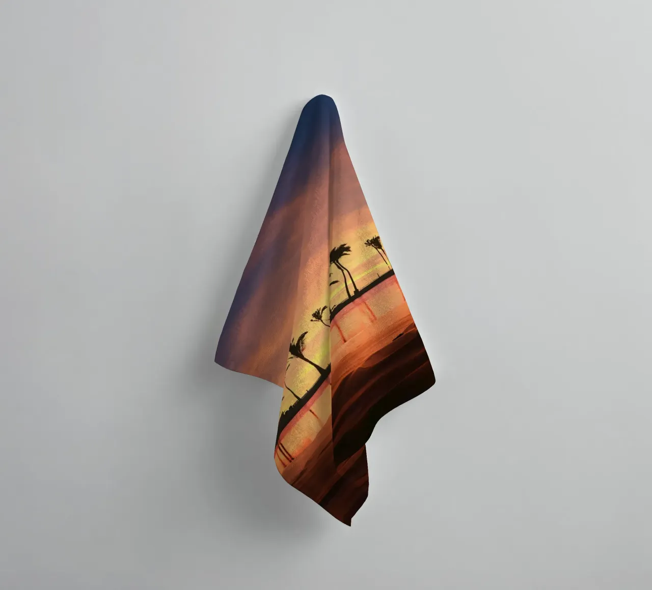 Tramonto tropicale con palme asciugamano da bagno da Berwies Artwork