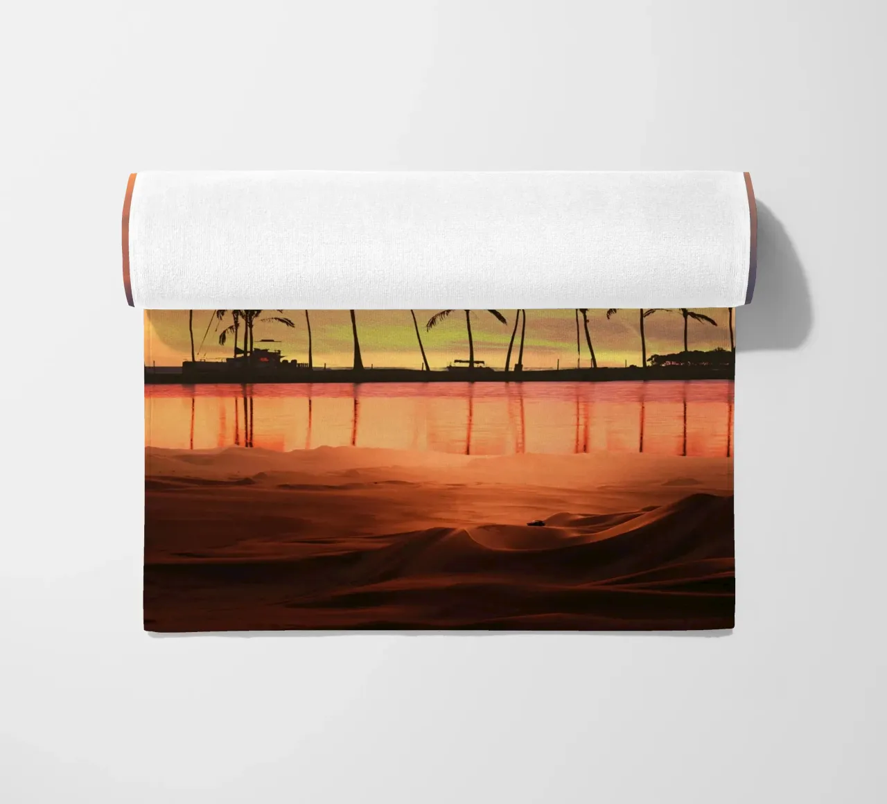 Tramonto tropicale con palme telo mare da Berwies Artwork