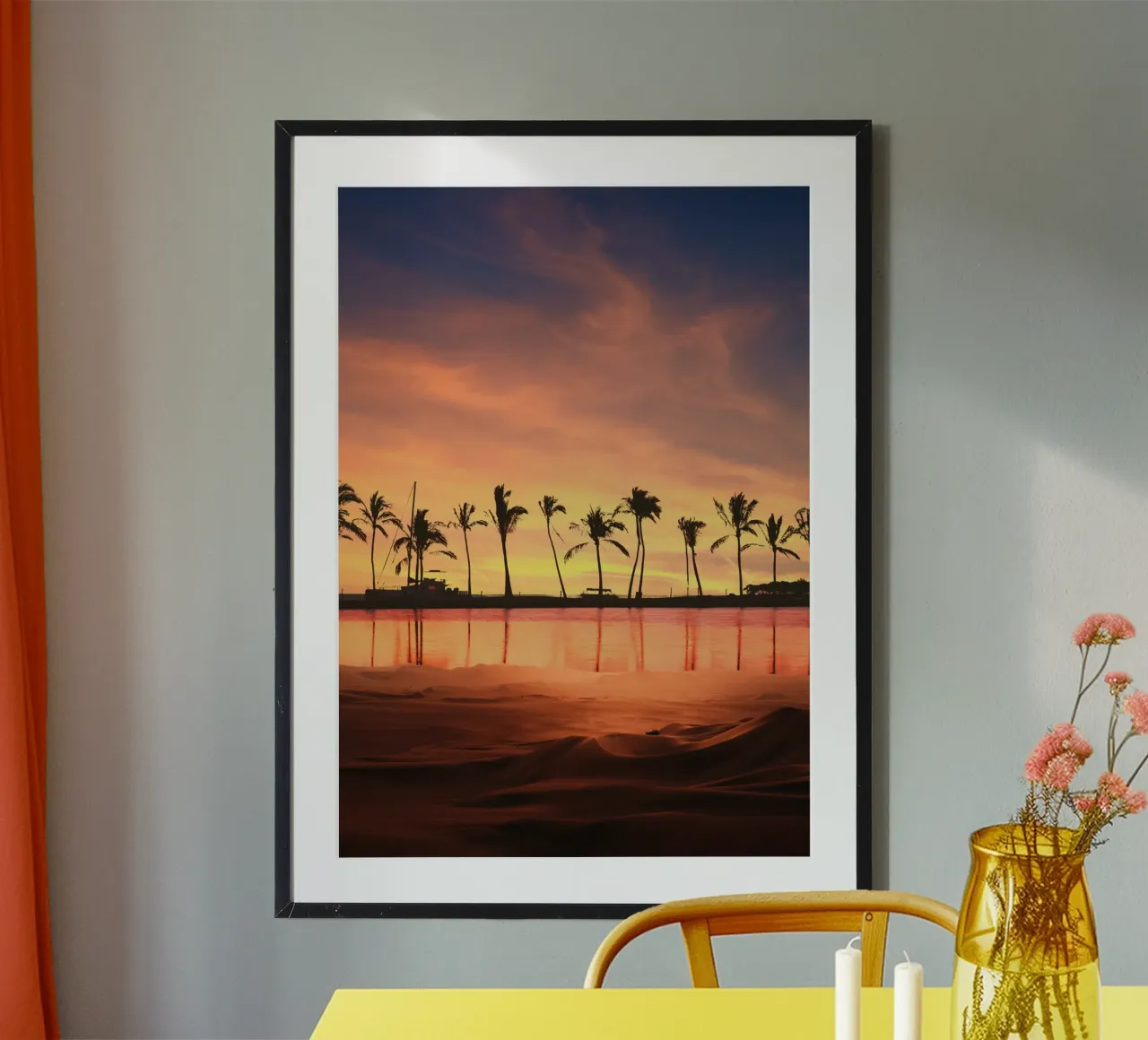 Tramonto tropicale con palme carta hahnemühle da Berwies Artwork