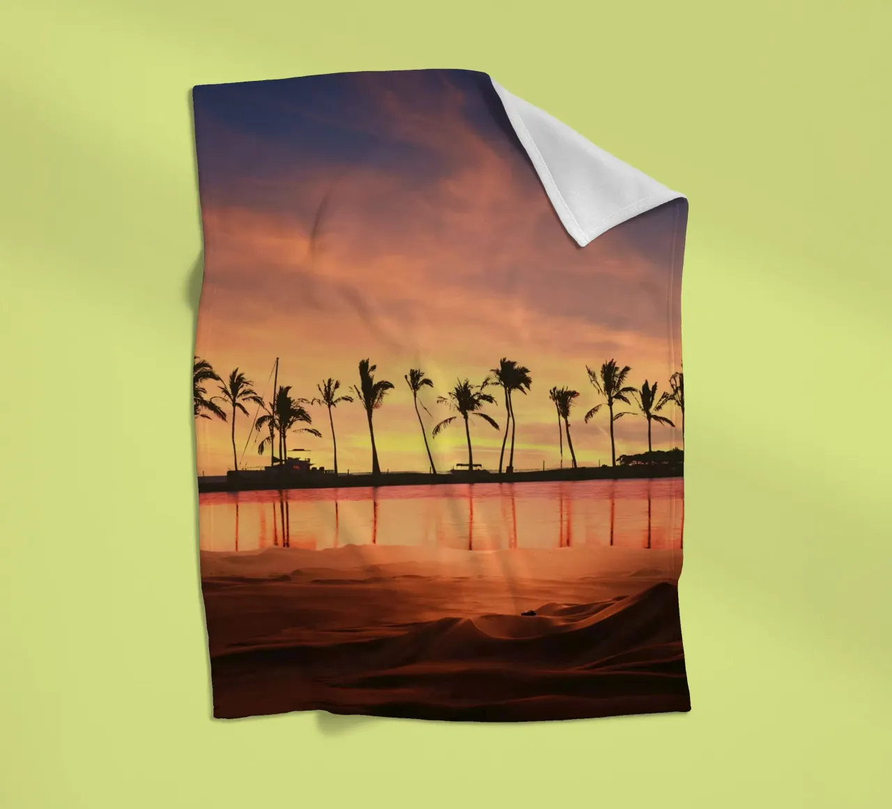 Tramonto tropicale con palme coperta in pile da Berwies Artwork