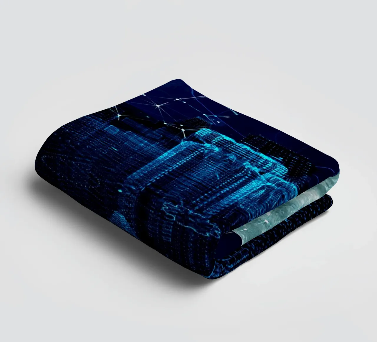 Digital Cityscape with Moon and Network towel by Berwies Artwork