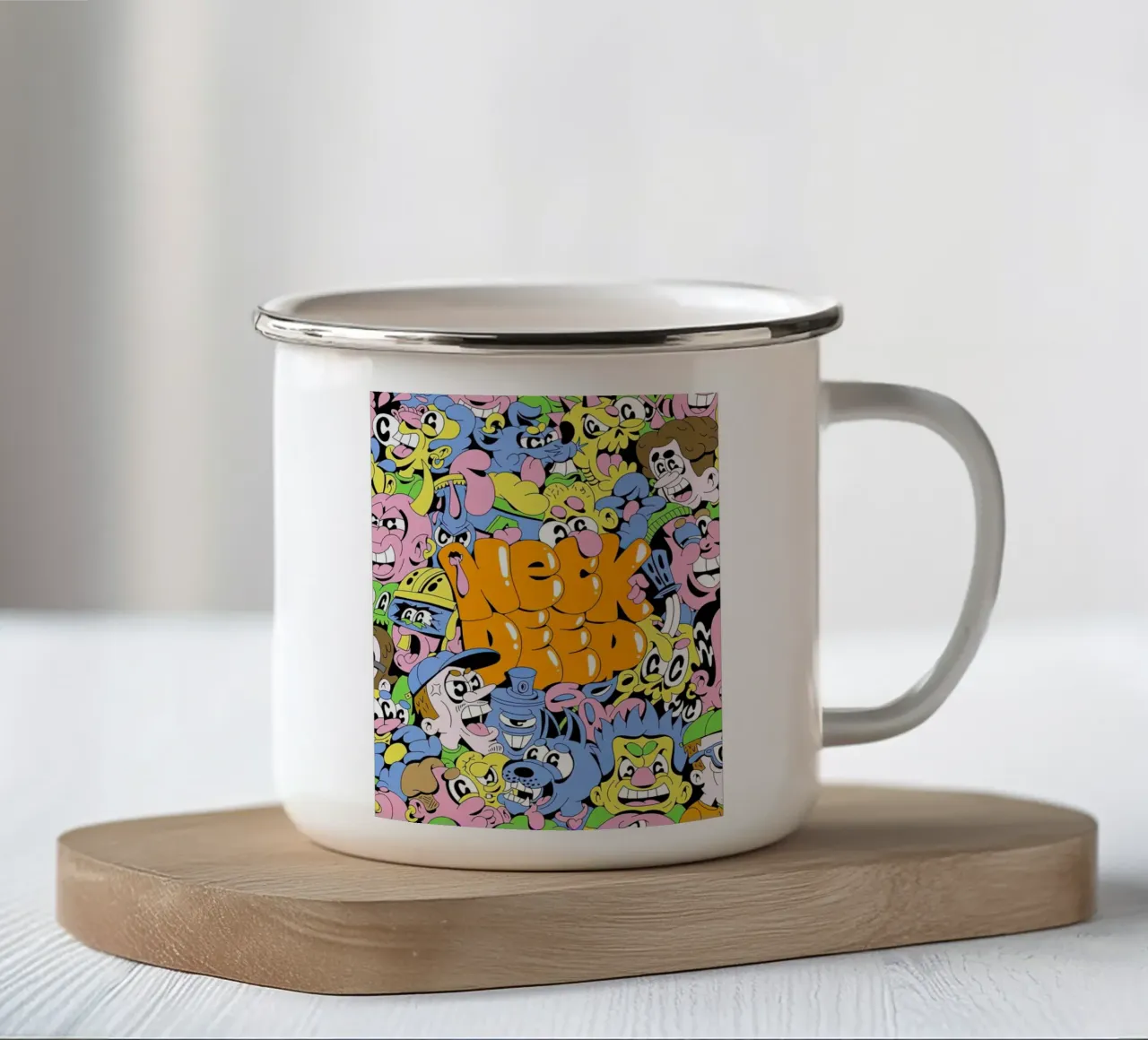 Neck Deep tazza in smalto da Musadad Shop