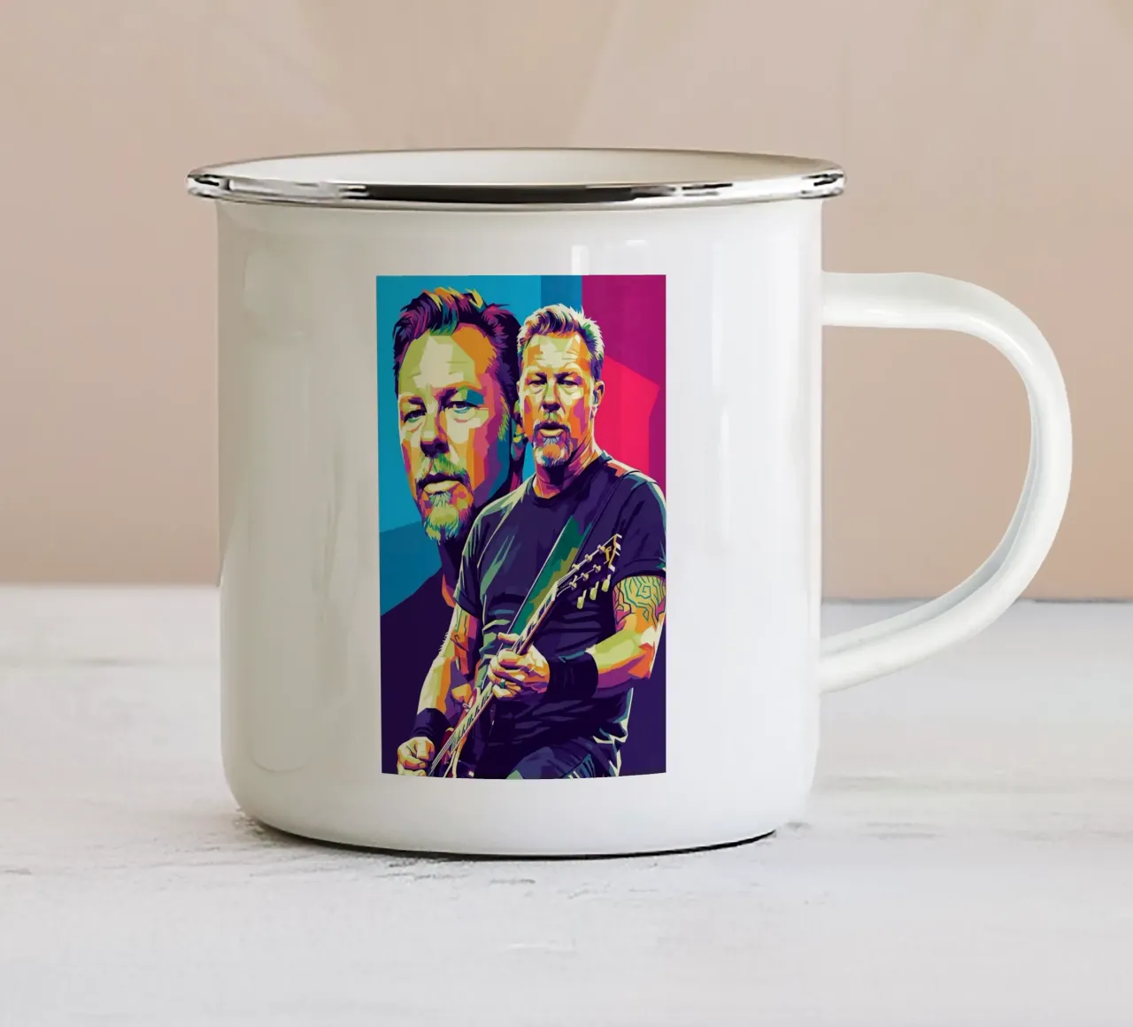 James Hetfield- WPAP art style Emaille Tasse von Hantamrata
