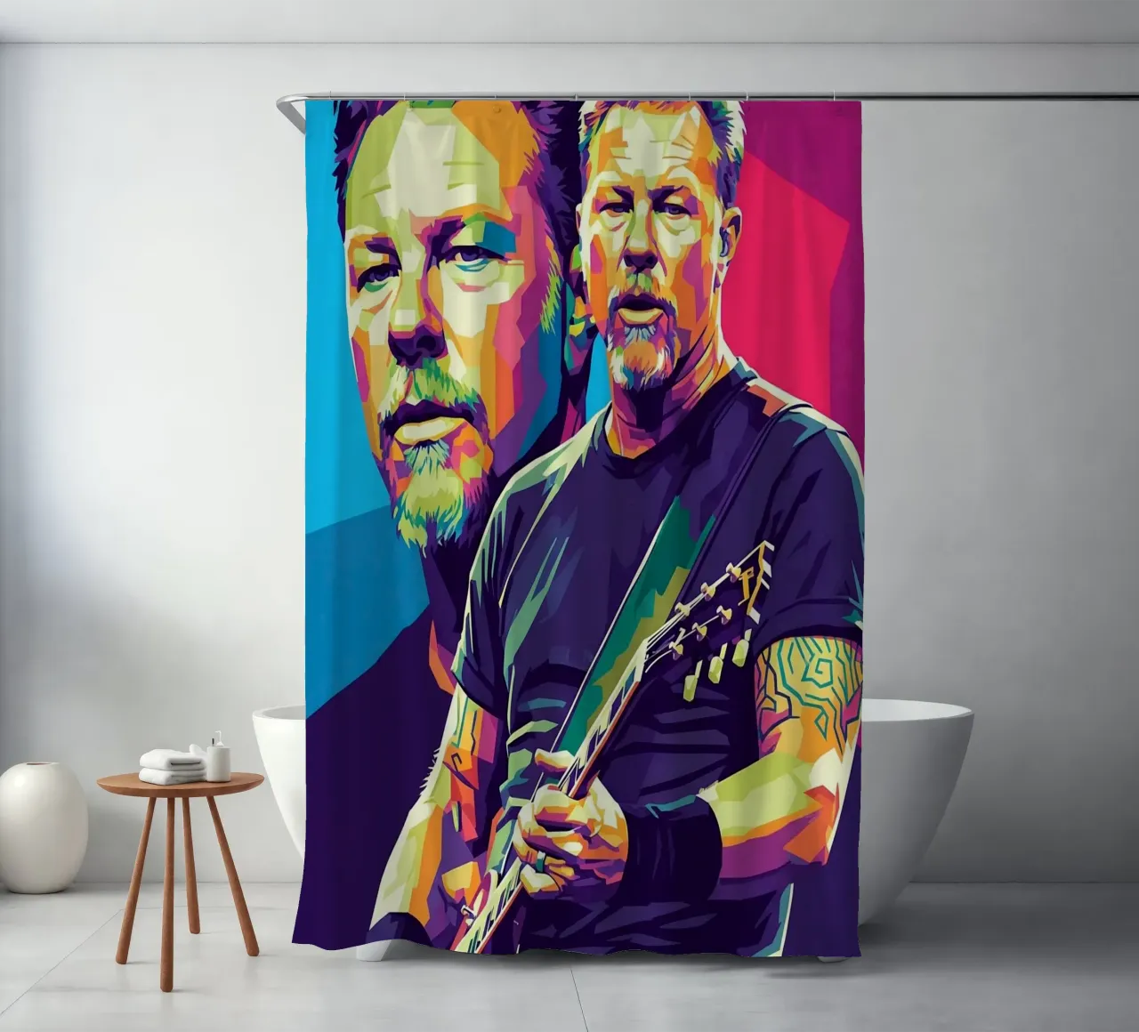 James Hetfield- WPAP art style Duschvorhang von Hantamrata
