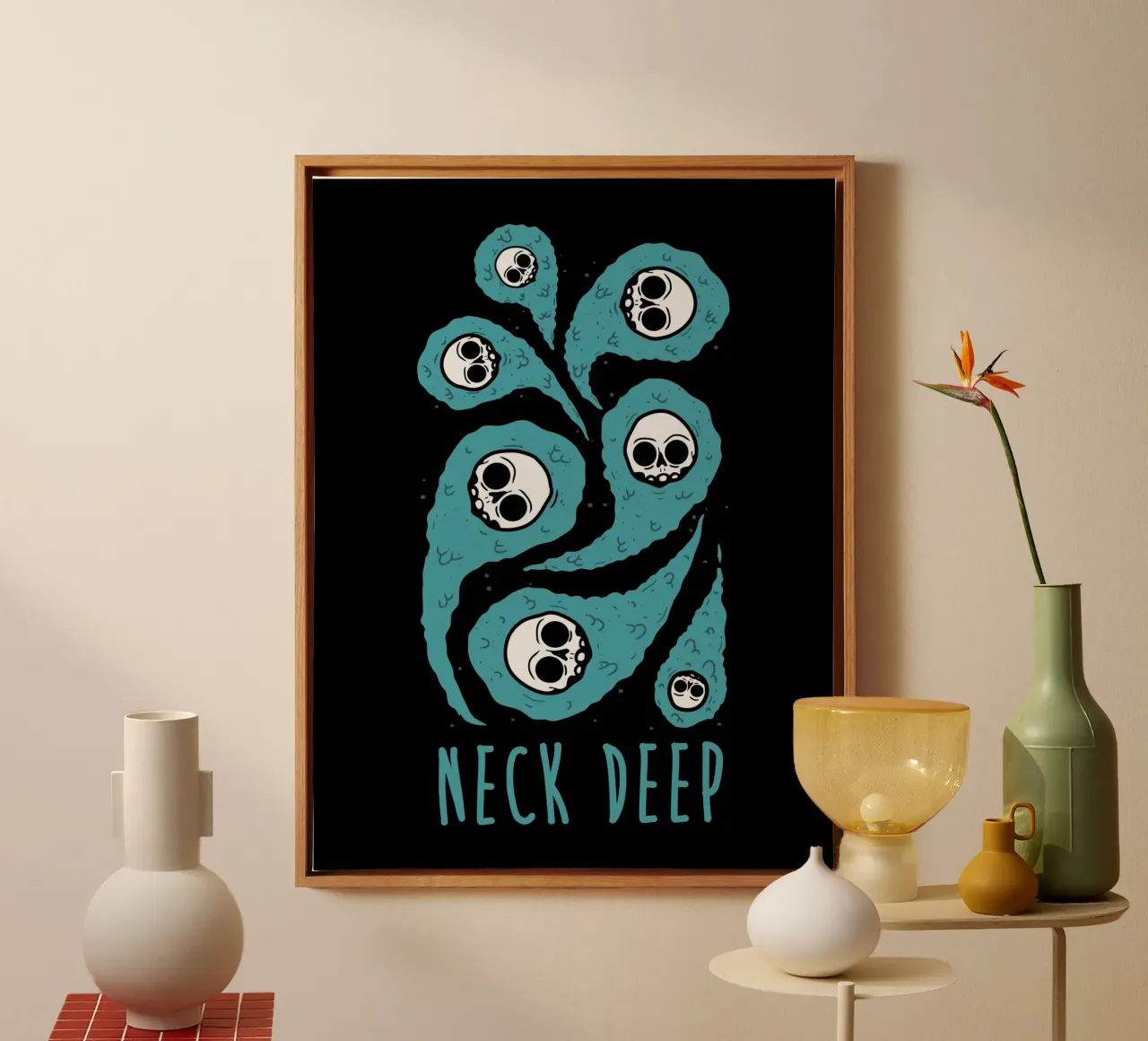 Neck Deep canvas met Baklijst van Musadad Shop