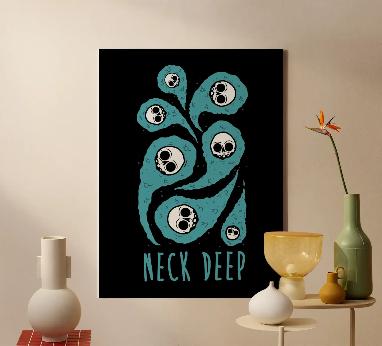 Neck Deep canvas met Baklijst van Musadad Shop